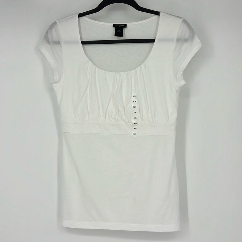 Ann Taylor XS White Short Sleeve Shirt NEW